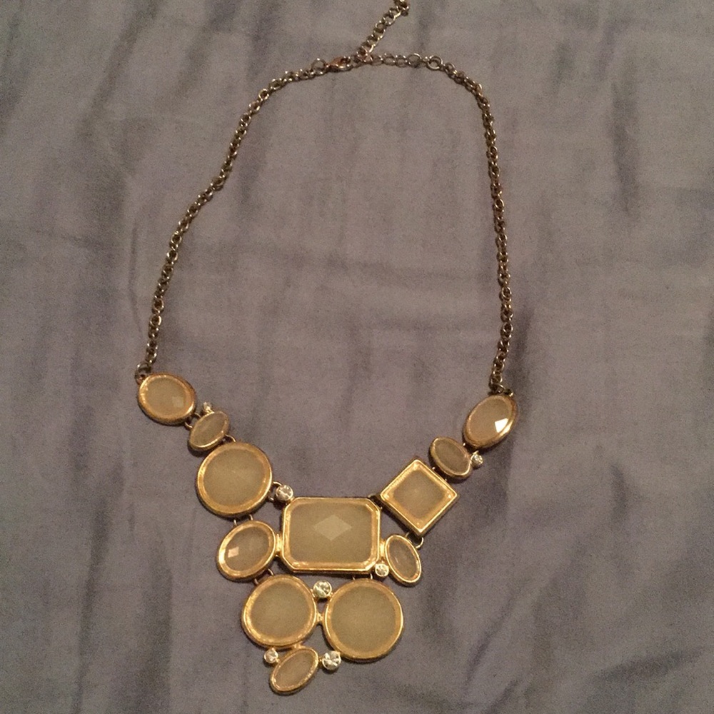 White stone necklace with silver chain